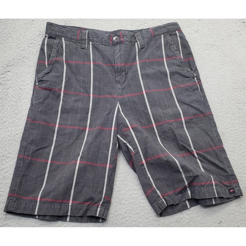 Tony Hawk Bermuda Shorts Mens 32 Multicolor Plaid Cotton Slash Pocket Flat Front